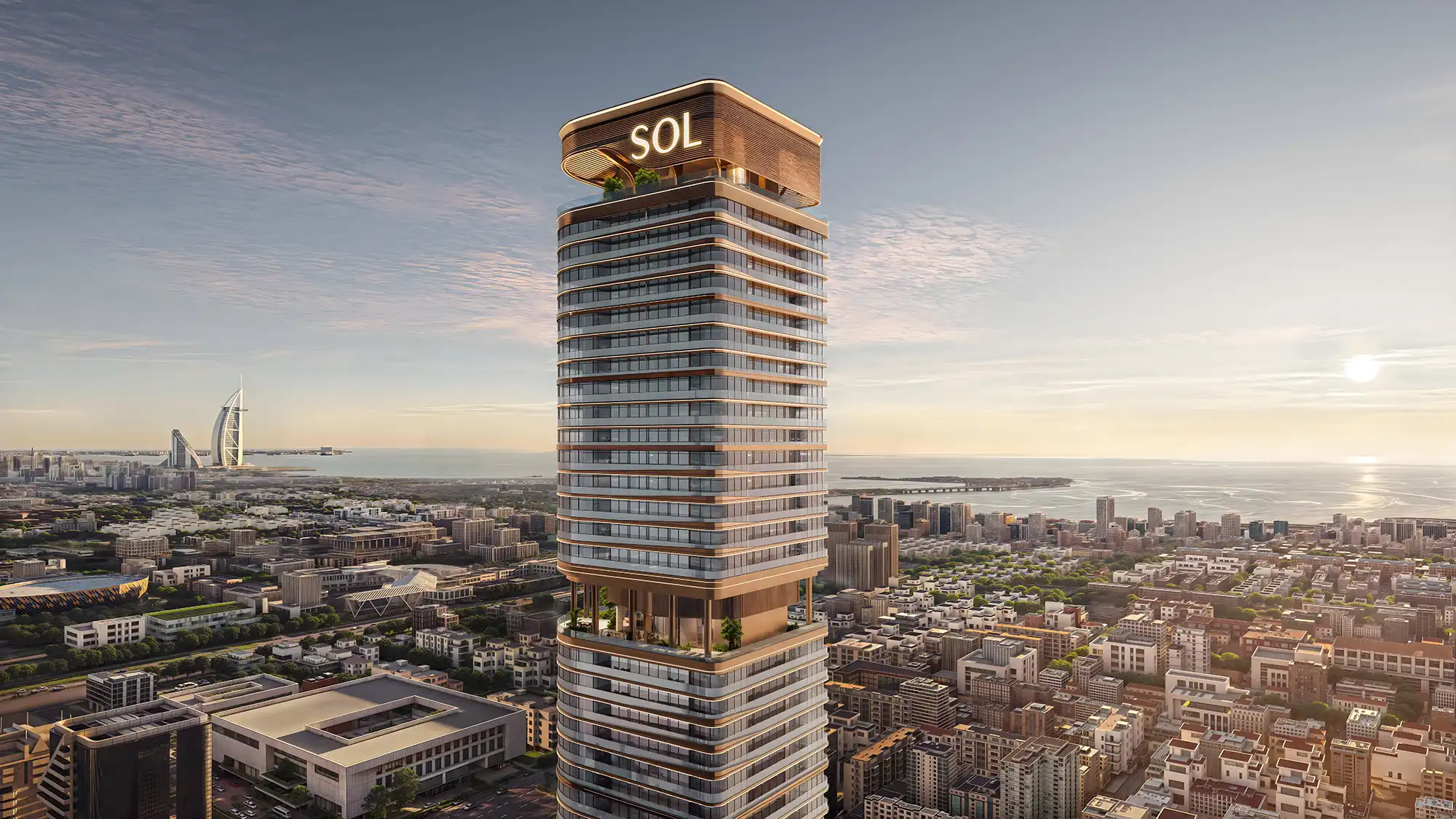 Exterior view of Sol Luxe Tower showcasing contemporary design and premium residences